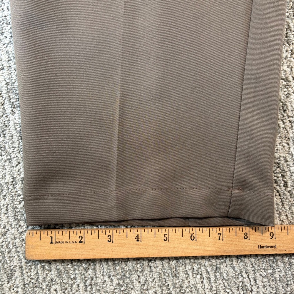 Oak Hill Dress Pants Mens 46/28 Brown Pleated Front Polyester Trousers Classic - Picture 7 of 8